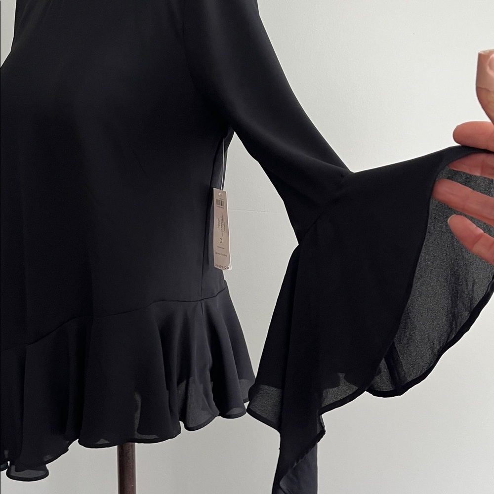 Black Blouse with Subtle Ruffle Detail - Picture 5 of 10